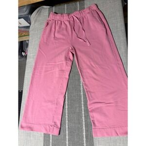 Z Supply Womens Pink French Terry Wide Leg Cropped Sweatpants Size L Drawstring